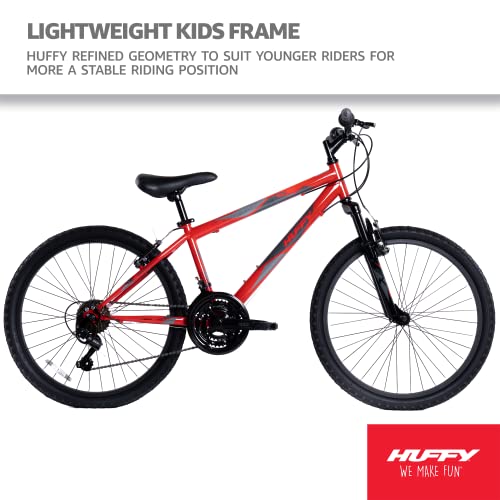 - Huffy Stone Mountain Kids | 24 Inch Wheel | 21 Speed | Hardtail Red Mountain Bike -