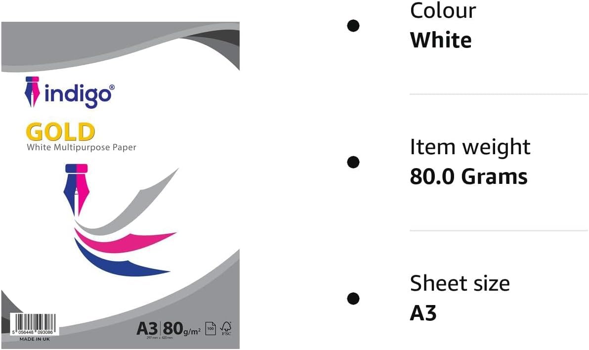 - Indigo® A3 White Multipurpose Copier 80gsm Paper -