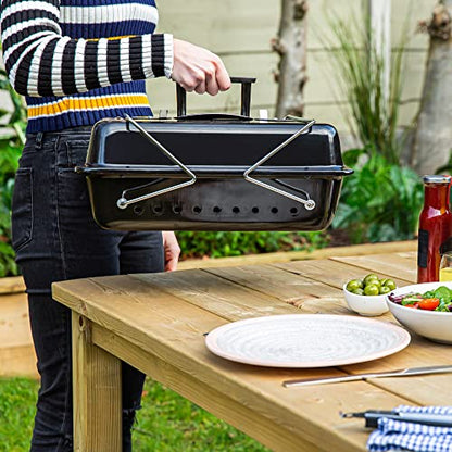 - George Foreman | On-The-Go Portable Charcoal BBQ | Sturdy Foldable Legs -