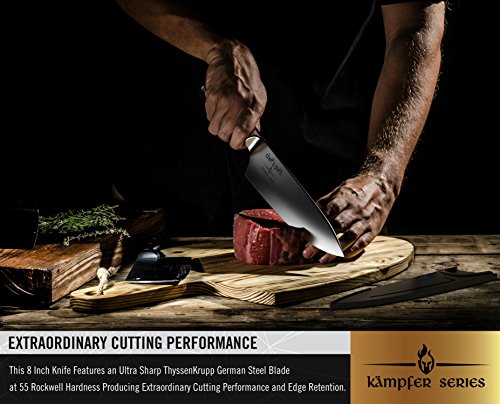Chef's Path Professional Chef Knife Set - 8" Ultra Sharp Japanese Santoku Kitchen Knife - German High Carbon Stainless Steel Chefs Knife with Sheath & Premium Packaging - Best Value Cooking Knife