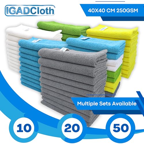 - 10 Grey Microfibre Cleaning Cloths, Durable Multipurpose Cleaning Cloths.