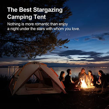 BETENST Camping Tent, Pop up Tent 3 Person Family Dome Tent Waterproof Windproof with 2 Mesh Doors, 2 Mesh Windows, Roof Skylights, 2 in 1 Double Layers, Storage Bag for Camping Hiking Backpacking