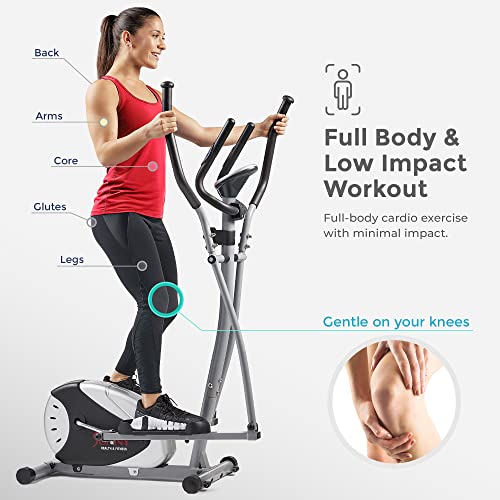 - Sunny Health & Fitness Legacy Stepping Elliptical Machine | Total Body Cross Trainer -