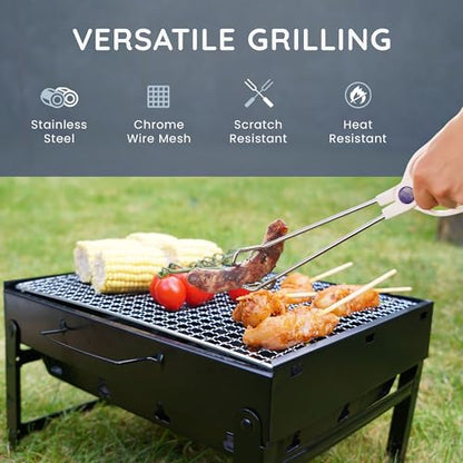 CUQOO Easy-to-use Portable BBQ Grill – Foldable Barbeque Outdoor Travel | Charcoal Barbecue Perfect for Camping, Garden, Picnic Folding Camping Stainless Steel Smoker