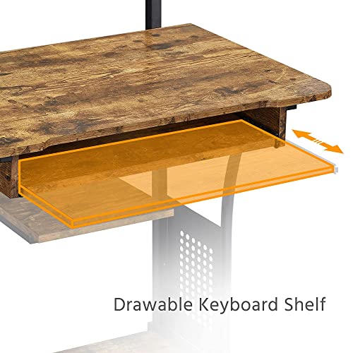 - Yaheetech 3 Tier Computer Desk with Printer Shelf and Keyboard Tray ForHome Office.
