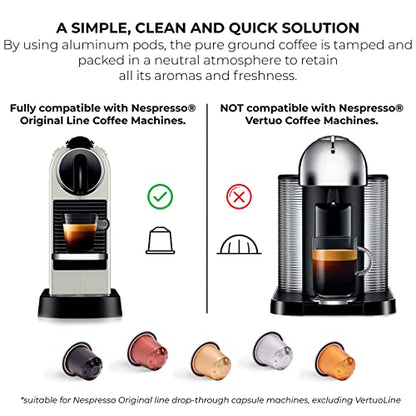 - Grano Milano Cremoso | 50 Aluminium Coffee Pods | Compatible with Nespresso Original line, 100% Arabica Medium Roast | Intensity 8/12 | Coffee Capsules Made in Italy | Espresso Coffee -