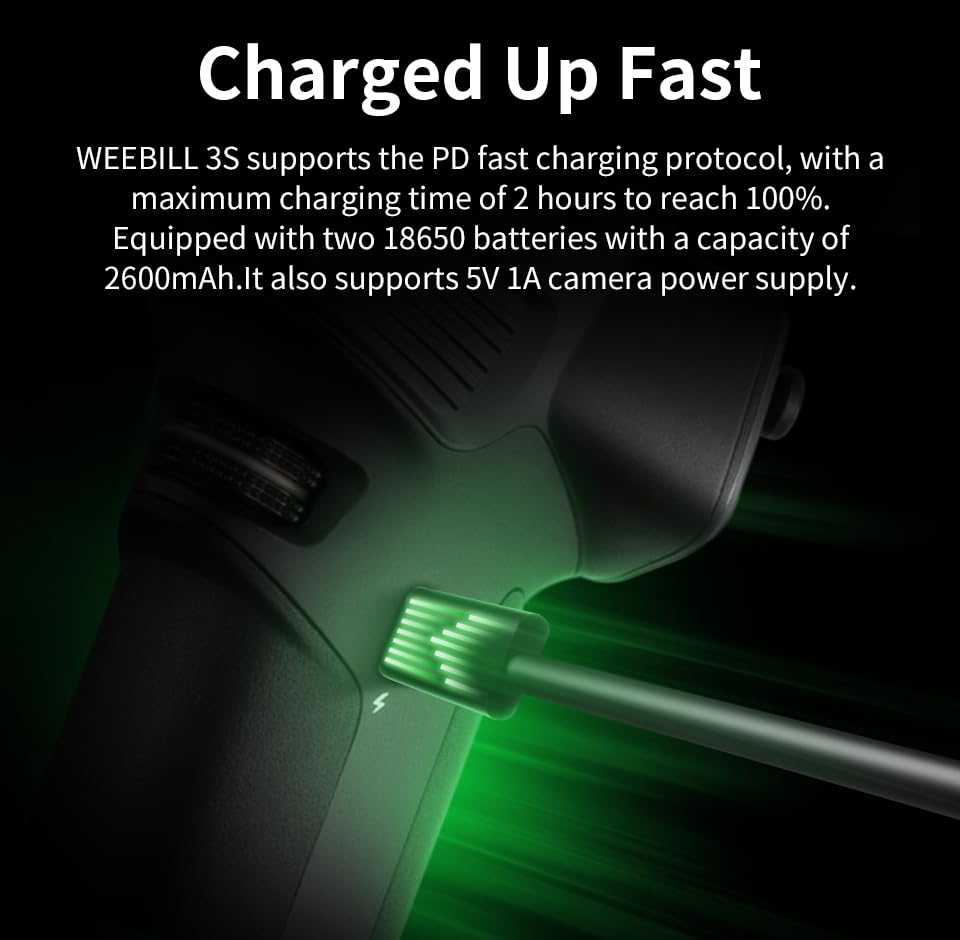 - ZHIYUN Weebill 3S Official 3-Axis Gimbal Stabilizer for Camera, Bluetooth, Native Vertical Shooting, Lightweight DSLR & Mirrorless Stabilizer with fill light for Canon/Sony/Panasonic/Nikon/Fujifilm