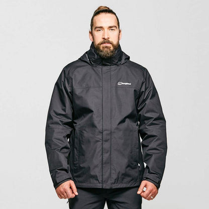 Berghaus Men's RG Alpha 3-in-1 Waterproof Jacket with Removable Fleece, Extra Comfort, Lightweight Coat, Black, L