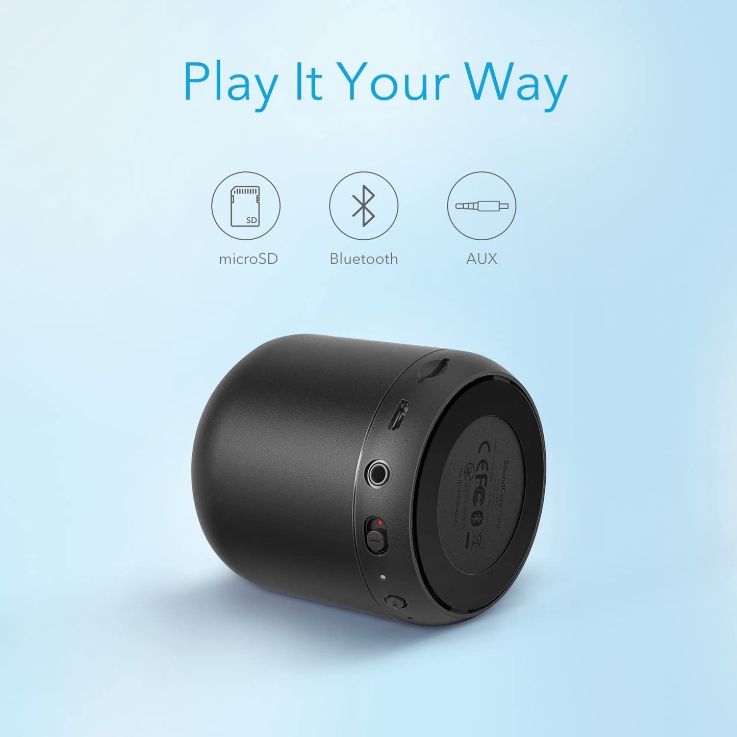 Anker Soundcore mini, Super-Portable Bluetooth Speaker with 15-Hour Playtime, 66-Foot Bluetooth Range, Wireless Speaker with Enhanced Bass, Noise-Cancelling Microphone, for Outdoor, Travel, Home
