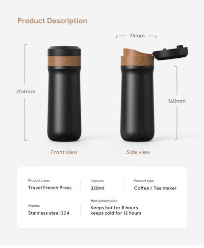- RECAFIMIL Portable French Press Coffee Maker | Travel French Coffee Maker -