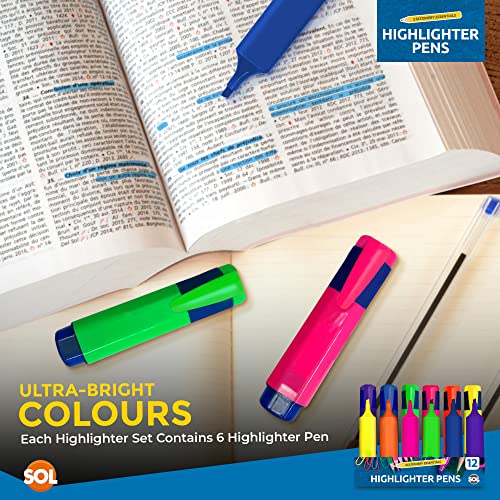 - SOL 12pk Highlighters | Chisel Tip Marker Pen | Highlighter Pens Multipack -