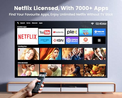 - Projector【Official Netflix & Dolby Audio】| 26000 Lumen Auto Focus & Keystone Smart Projector | WiFi 6 Bluetooth FHD 1080P Portable Projector -