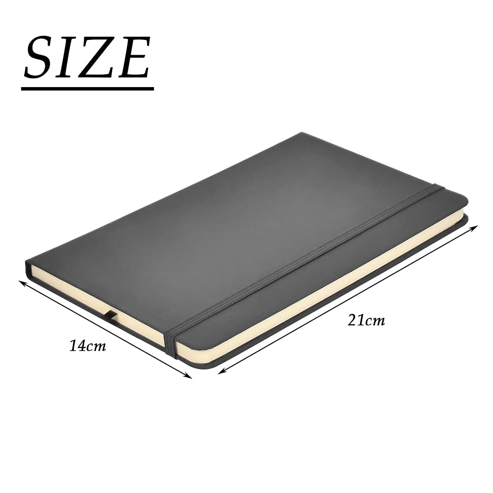 BEEK QS3I A5, 3 PCS Journal, Lined Notebook, Hardcover Notepad for Office, 160 Pages Book with Elastic Strap, Diary Pad for Business Writing, Note Recording-Balck, Acrylic, Black