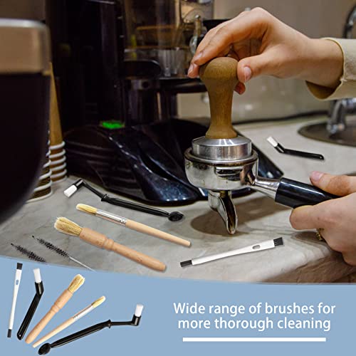 15 Pieces Coffee Cleaning Brush Set, Bristle Espresso Machine Brush Wooden Coffee Grinder Cleaning Brush Thin Pipe Cleaning Brushes for Coffee Machine Bottle Teapot Nozzle