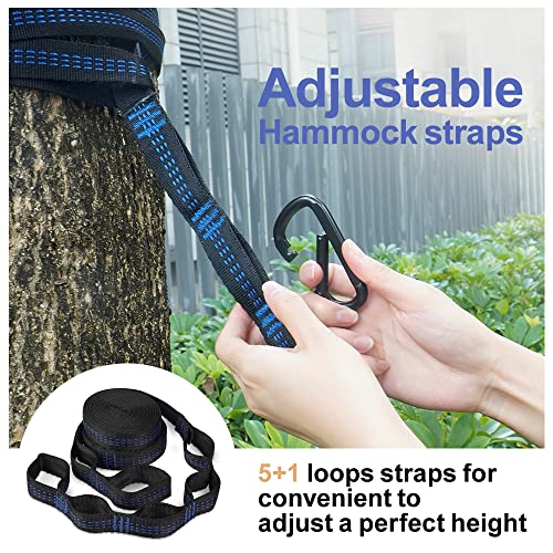 COVACURE Camping Hammock with Mosquito Net, Ultralight 210T Parachute Nylon with Two 10FT Tree Straps for Outdoor Camping Accessories