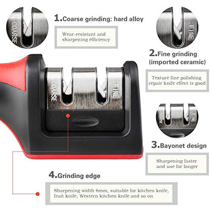 - Wellehomi Knife Sharpener, Premium Two Stages Manual Sharpener