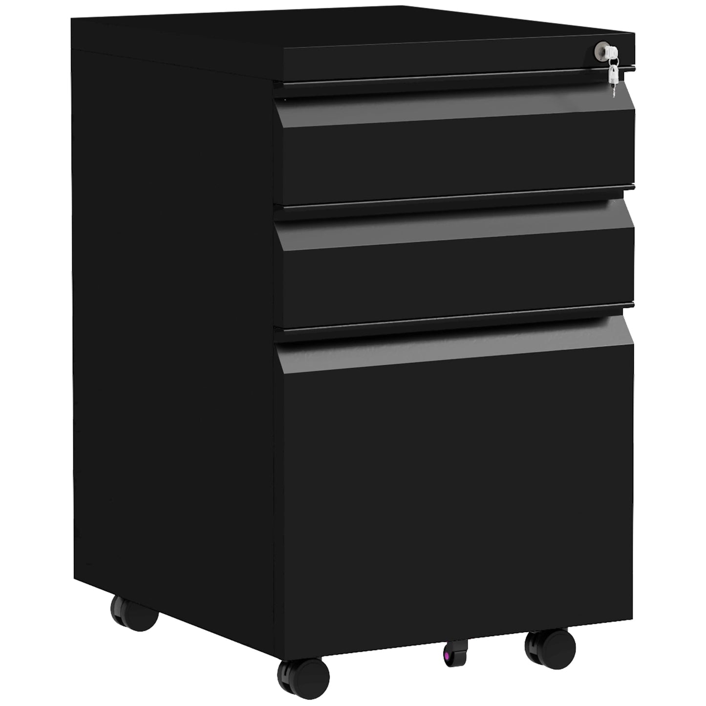 - Vinsetto 3-Drawer Mobile Filing Cabinet with Pencil Tray, Steel Lockable File Cabinet -