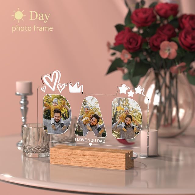 - Personalised Custom Dad Photo Frame Night Light with Text&Photo -