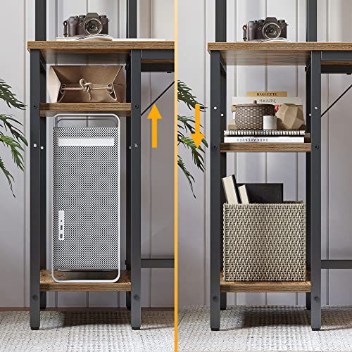 CubiCubi L-Shaped Desk with Hutch, 150x120x144 cm Corner Computer Desk, Large Home Office Desk with Bookshelf and Storage Shelves, Space-Saving, Rustic Brown