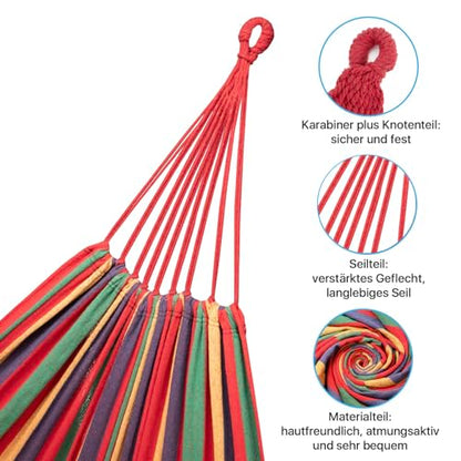 - Signstek Cotton Hammock with Tree-friendly Straps | Durable Portable Hammock | Travel Bag -
