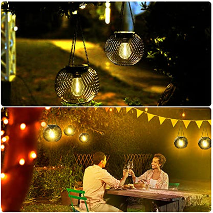 - KagoLing Solar Lanterns | 2 Pack Solar Lantern | Outdoor Garden | IP65 Waterproof | Hanging Solar Lights -