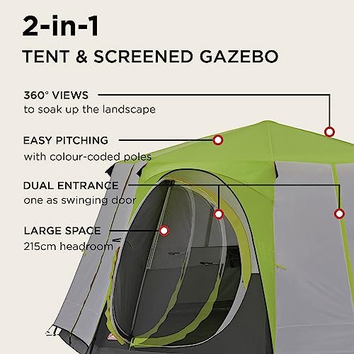 Coleman Tent Octagon, 6 to 8 Man Festival Dome Tent, Waterproof Family Camping Tent with Sewn-in Groundsheet