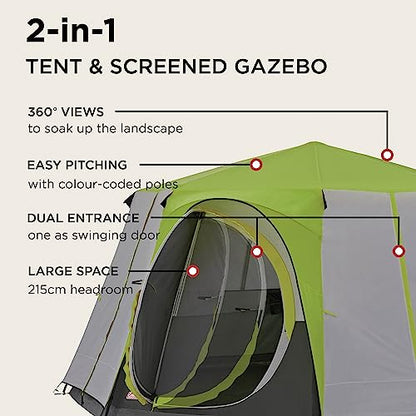 Coleman Tent Octagon, 6 to 8 Man Festival Dome Tent, Waterproof Family Camping Tent with Sewn-in Groundsheet