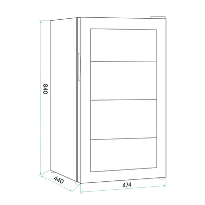 Baridi 85L Under Counter Drinks/Beer & Wine Cooler Fridge with Light, Black - DH13