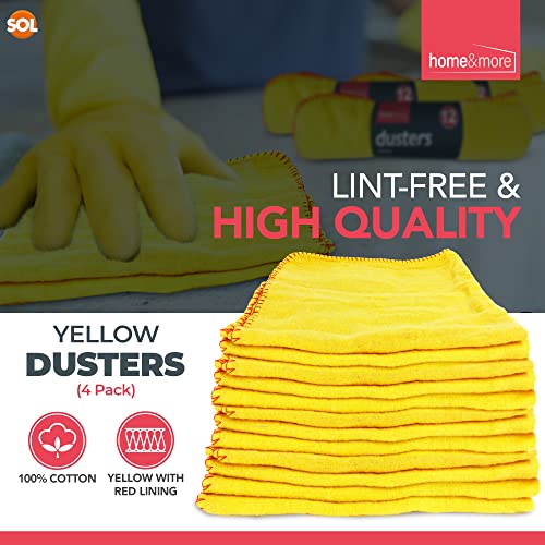 - SOL 4pk Yellow Dusters | 100% Cotton Cleaning Cloths | 50 x 40cm Lint Free Cloths -
