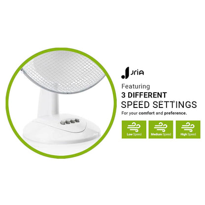 12" Inch Portable Desk Fan Lightweight 90°Oscillation 3 Speed Control 40 Watt Quiet Operation Wide-Angled Airflow Adjustable Tilt Head Table Fan Ideal for Bedroom and Office (12'' Desk Fan, White)