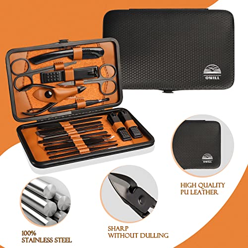 - OWill Manicure Set | 18pcs Nail Clippers Pedicure Kit | Nail Care Kit -