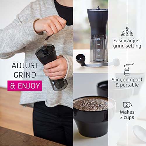 - Hario | Transparent Black Mini Mill Plus | Compact & Adjustable Hand Coffee Grinder -