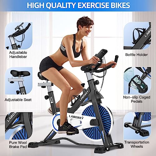- LABGREY Exercise Bike | Indoor Cycling Bike | Stationary Cycle Bike | Heart Rate Sensor & Comfortable Seat Cushion -