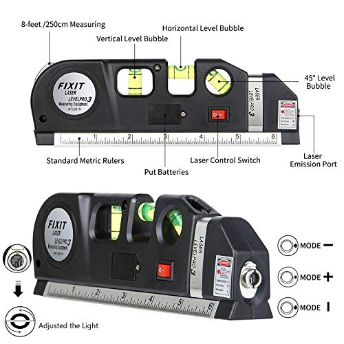- Spirit Level | Laser Measure Multipurpose | Laser Level Spirit Level | Standard Metric Ruler Laser Measuring Tape 8ft/2.5M -