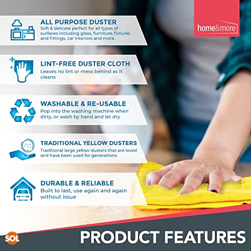 - SOL 4pk Yellow Dusters | 100% Cotton Cleaning Cloths | 50 x 40cm Lint Free Cloths -