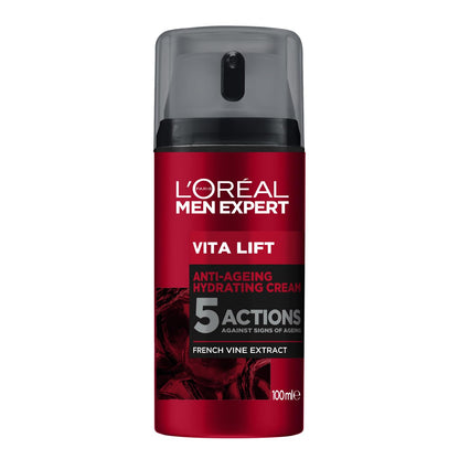 - L'Oréal Men Expert Vita Lift | 5 Anti Ageing Actions, Pro-Retinol & Peppermint, Moisturiser | 100 ml -