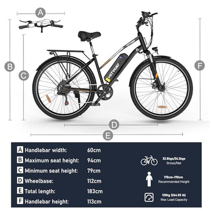 - HITWAY Electric Bike for Adults | 28" Electric Bicycle Commute E-bike | 36V 12Ah Removable Battery | 250W Motor | 7-Speed Gear -