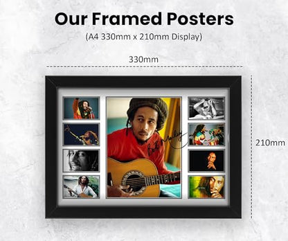 Bob Marley Signed Poster Print- Limited Edition Autograph Fan Gift – Collectible Memorabilia Merchandise, Music Artist (Framed A4 (30x21cm))