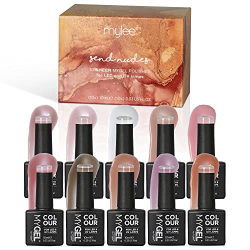 - MYGEL by Mylee | Send Nudes Collection, Sheer Nude Gel Nail Polish Set 10x10ml -