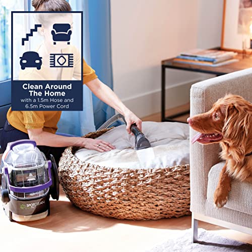BISSELL SpotClean Pet Pro | 750W Portable Carpet Cleaner | Removes Spills, Stains and Pet Messes | includes Pet Stain Trapper Tool | Cleans Carpets, Upholstery & Car | 15588 | 2.8L | Black/Purple