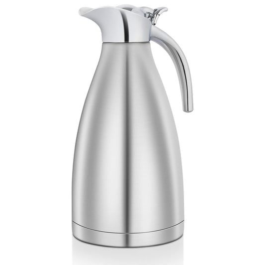 - Perome 2L Stainless Steel Thermal Carafe Jug | Double-Wall | Heat & Cold Retention for Water, Coffee, Tea -