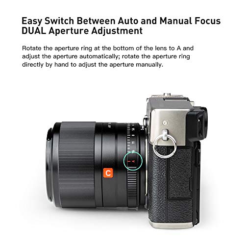 - VILTROX AF 56mm f1.4 XF Prime Portrait Lens for Fuji X Mount Cameras X-E4 X-H1 X-S10 X-T4 X-Pro3 X-T200(STM, Auto Focus, APS-C), Black -