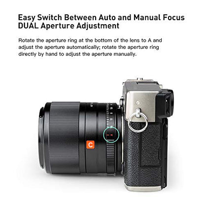 - VILTROX AF 56mm f1.4 XF Prime Portrait Lens for Fuji X Mount Cameras X-E4 X-H1 X-S10 X-T4 X-Pro3 X-T200(STM, Auto Focus, APS-C), Black -