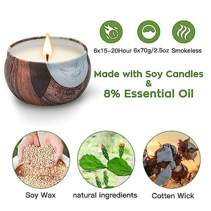 Candle Set Scented Candles Gifts for Women Housewarming New Home Gifts Thank You Candle Wedding Return Gifts with Wood Gifts Box for Birthday/Anniversary/Valentine's Day/Mother's Day/Xmas (6 pack)