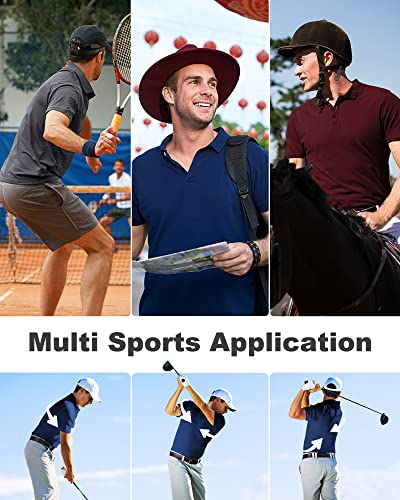 33,000ft Men's Polo Shirt Short Sleeve T-Shirt Golf Polo Moisture Wicking Polos Quick Drying Polos Outdoor Sports Athletic Tennis Performance Breathable T-Shirt for Golf Tennis Work Dark Blue M