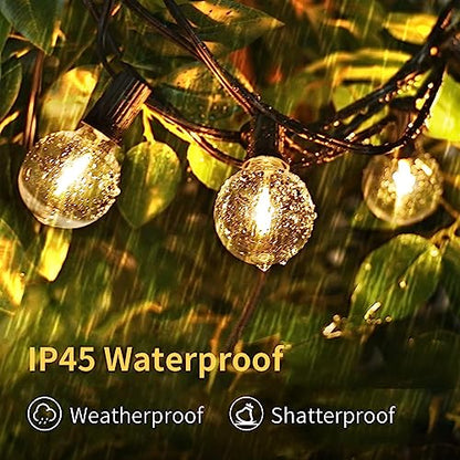 - Yuusei Festoon Lights Outdoor 150Ft, LED Outdoor Mains Powered Waterproof Garden Lights with 75+2 Shatterproof Plastic G40 Bulbs