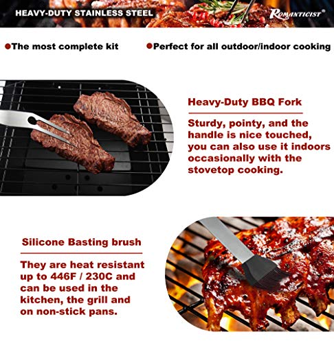 - ROMANTICIST 20PCS Perfect BBQ Tools Set | Stainless Steel Barbecue Tools Set -