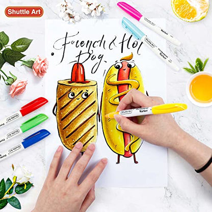 - Shuttle Art Permanent Markers | 24 Colors | Fine Point Assorted Colors | Permanent Marker Set -