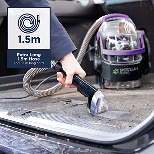 BISSELL SpotClean Pet Pro | 750W Portable Carpet Cleaner | Removes Spills, Stains and Pet Messes | includes Pet Stain Trapper Tool | Cleans Carpets, Upholstery & Car | 15588 | 2.8L | Black/Purple