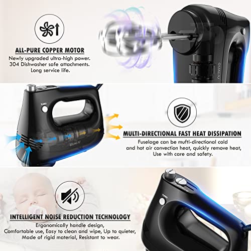 - GUALIU Hand Mixer | Electric | Kitchen Whisk | Control Speed+5 Speed -
